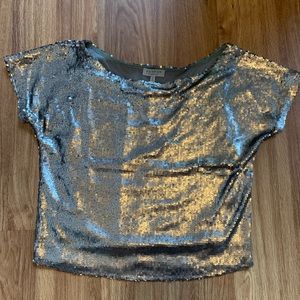 Slouchy Silver Sequin Top